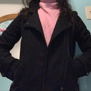 Black felt material Moto jacket